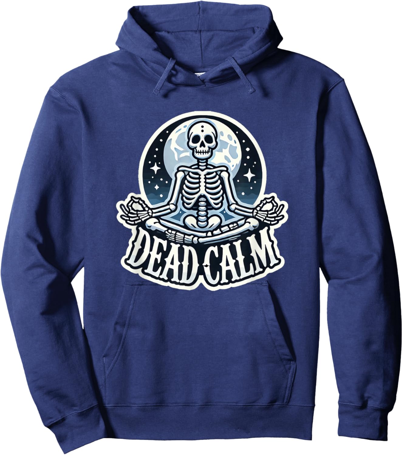 Meditating Skeleton Yoga Moon Halloween Dead Calm Goth Hoodie - Hoodie | Navy