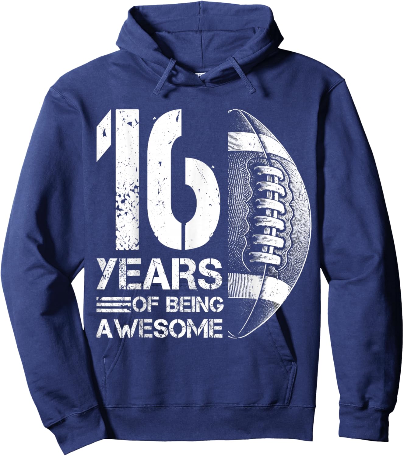 16th Birthday Retro American Football 16 Years Old Boy Girl Hoodie - Hoodie | Navy