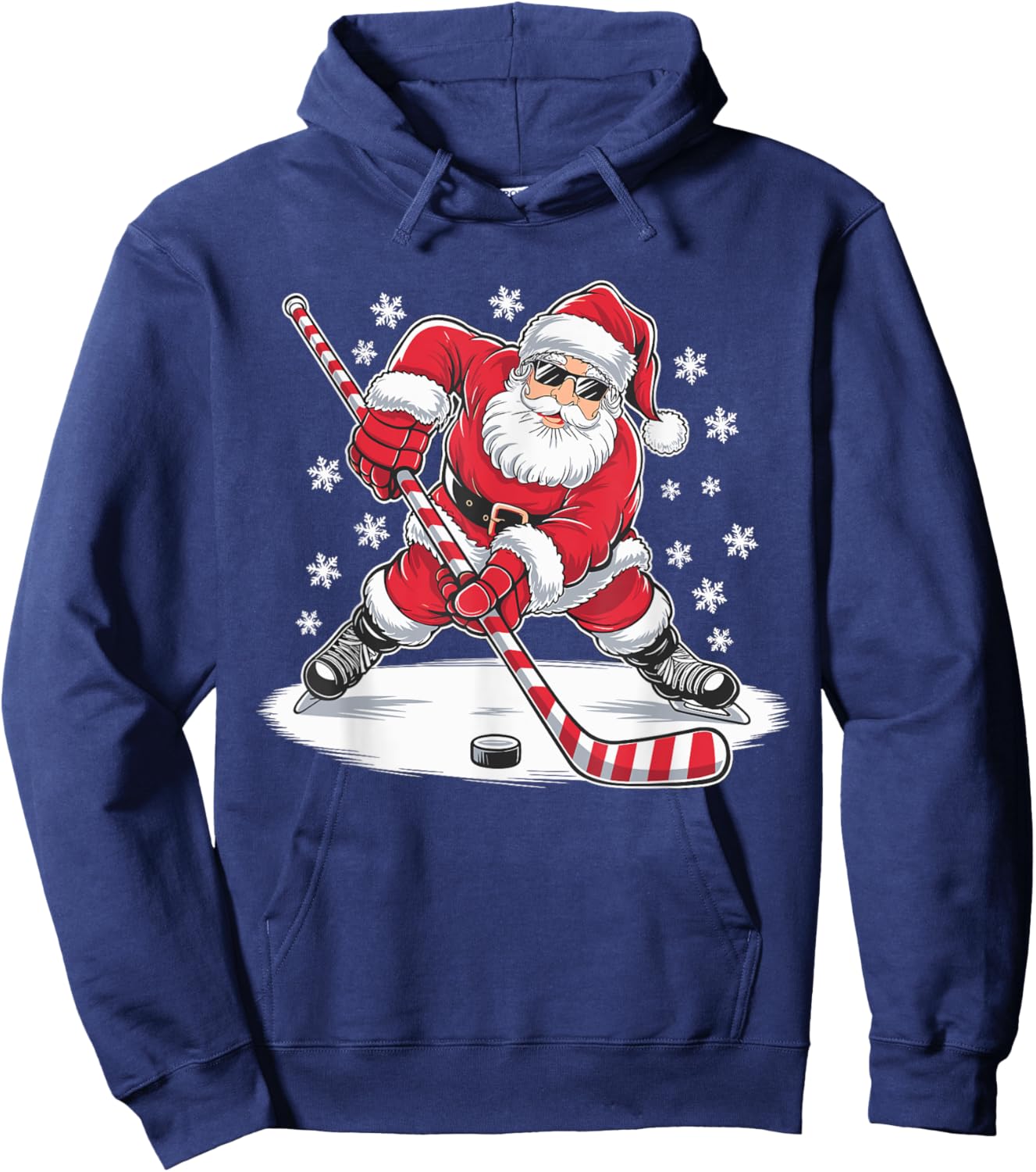 Funny Christmas Santa Playing Ice Hockey Xmas Sport Hoodie - Hoodie | Navy