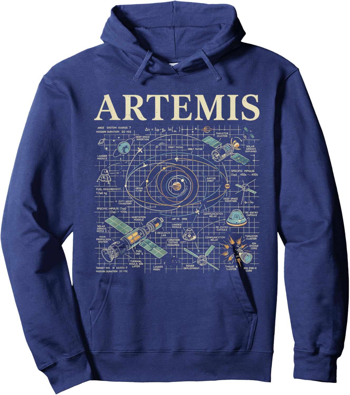 Artemis Space Mission Blueprint Science Astronaut Hoodie - Hoodie | Navy