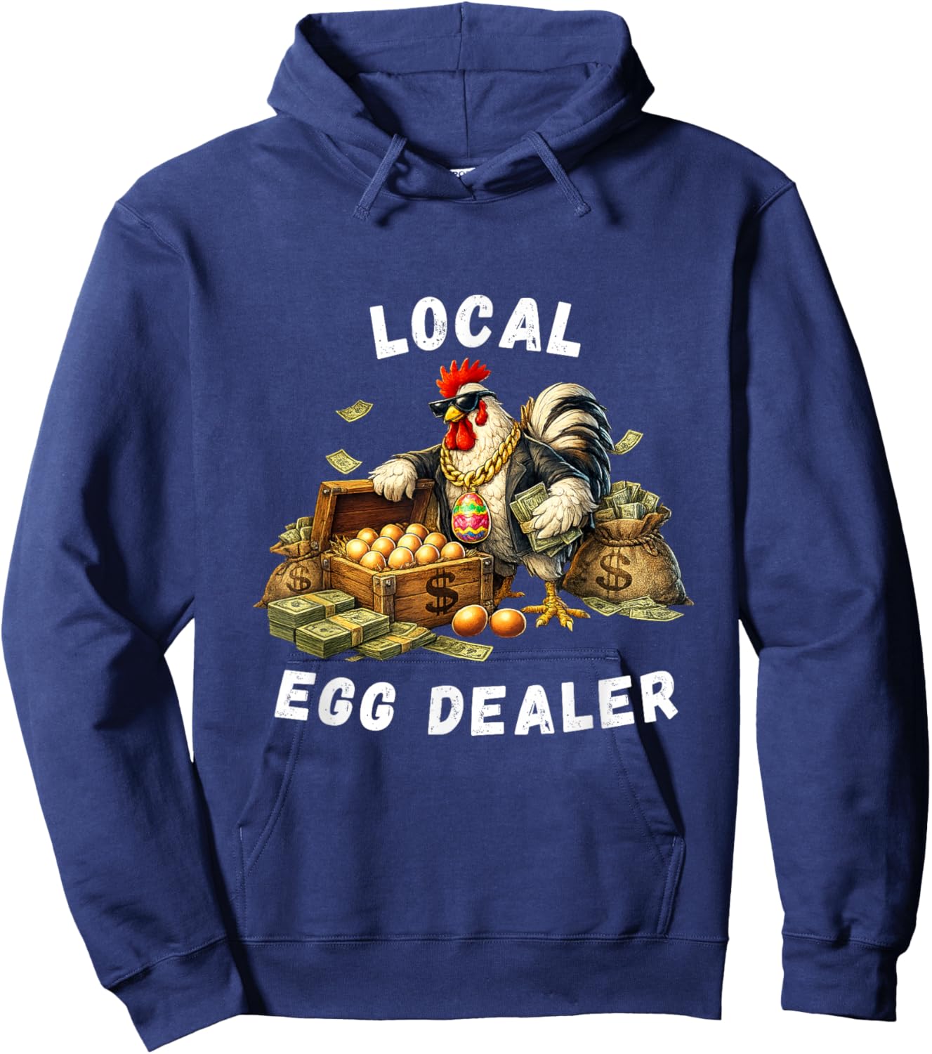 Local Egg Dealer Funny Easter Chicken Humor Cute Rooster Hoodie - Hoodie | Navy