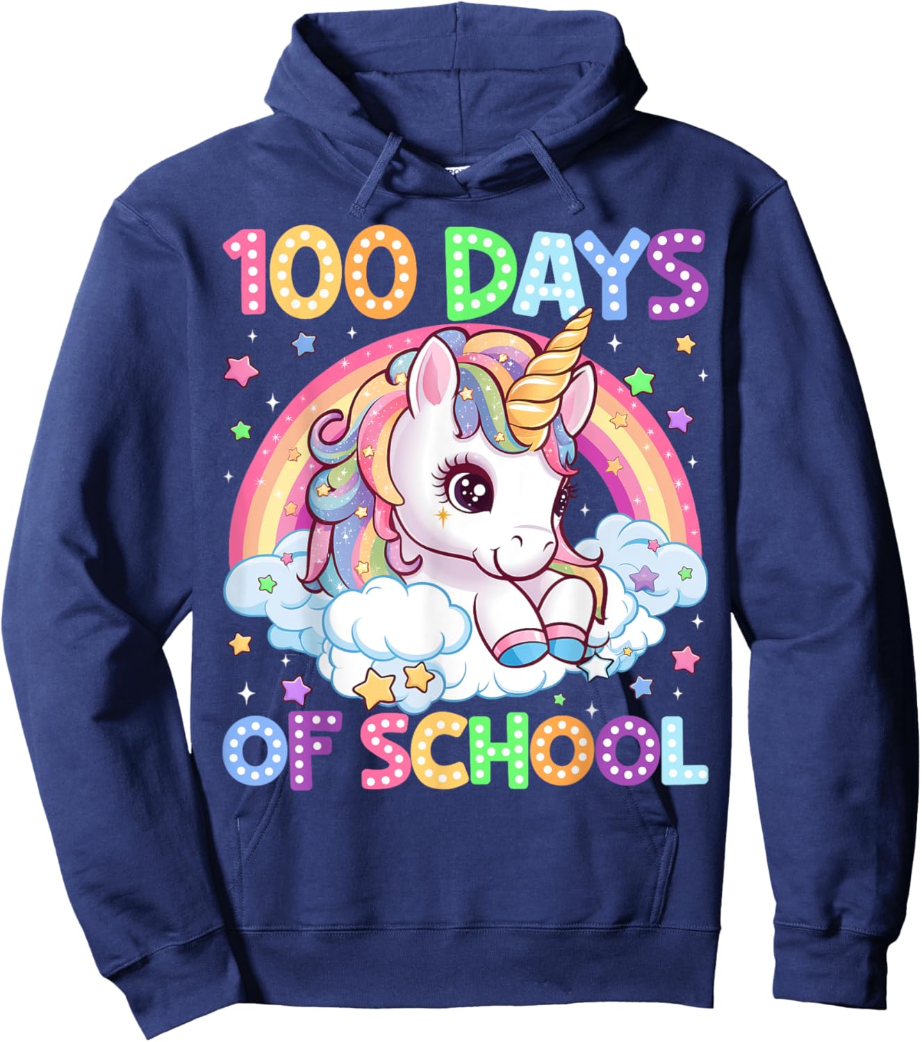 100 Days Of School Unicorn 100th Day Of School Teacher Kids Hoodie - Hoodie | Navy
