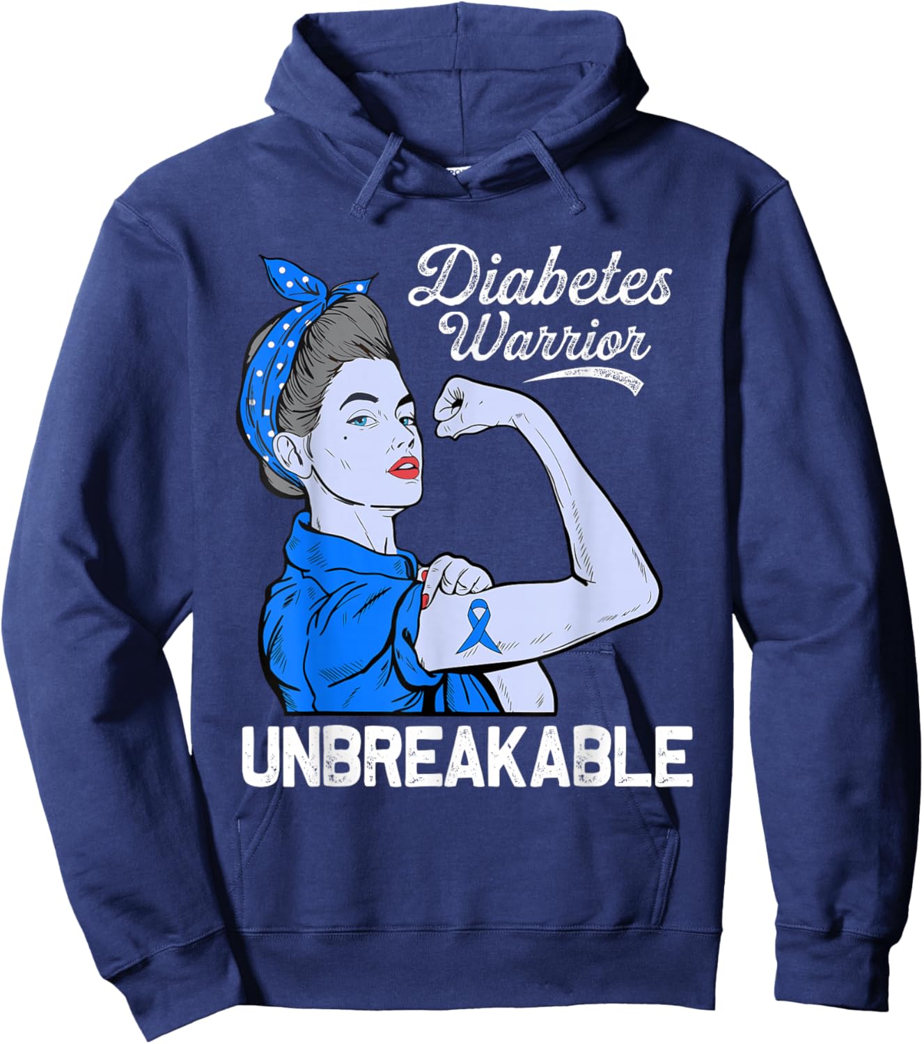 Support Diabetes Awareness Blue Ribbon T1D Type 1 Hoodie - Hoodie | Navy