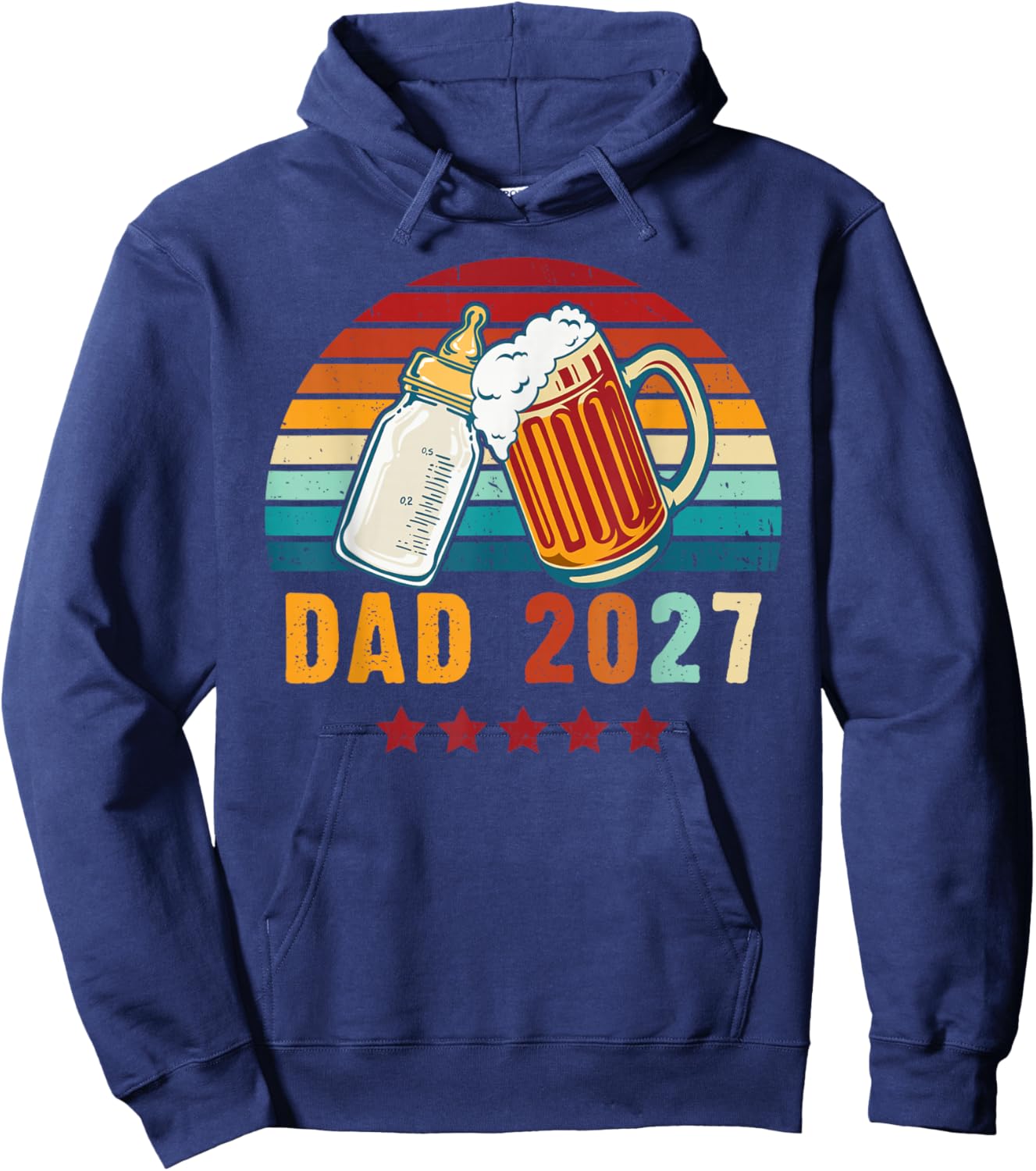 Future Dad 2027 Funny Daddy Reveal with Baby Bottle and Mug Hoodie - Hoodie | Navy