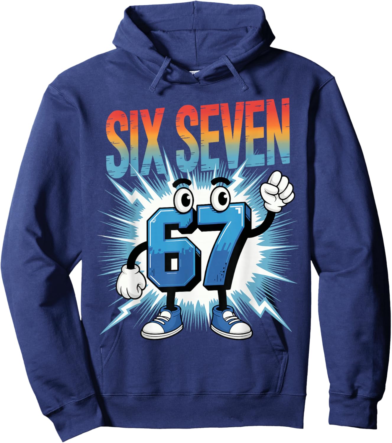 67 Gen Alpha Six Seven Italy 6 7 Brain Red Gaming Meme Hoodie - Hoodie | Navy