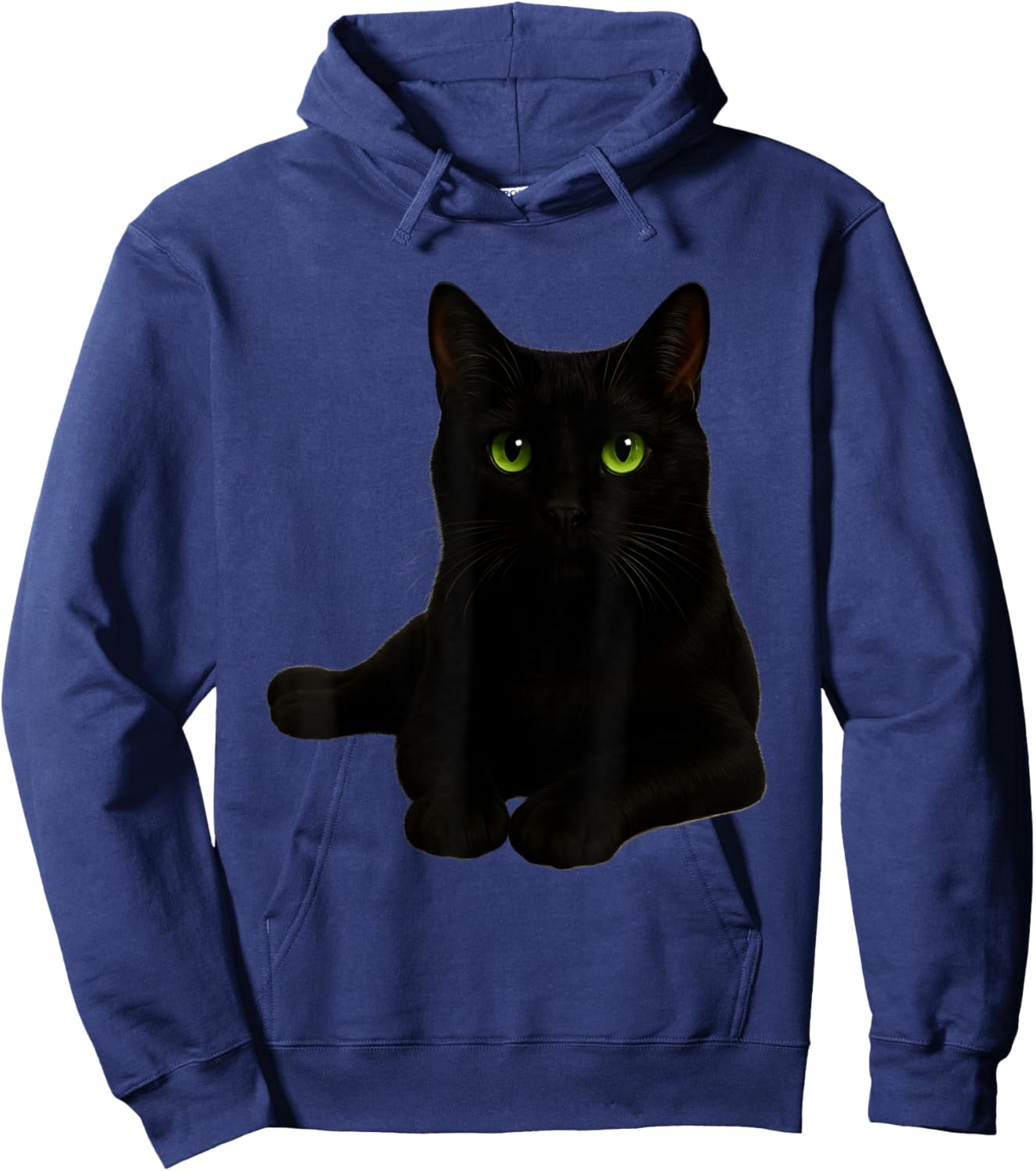 Realistic Portrait of Black Cat with Green Eyes Hoodie - Hoodie | Navy