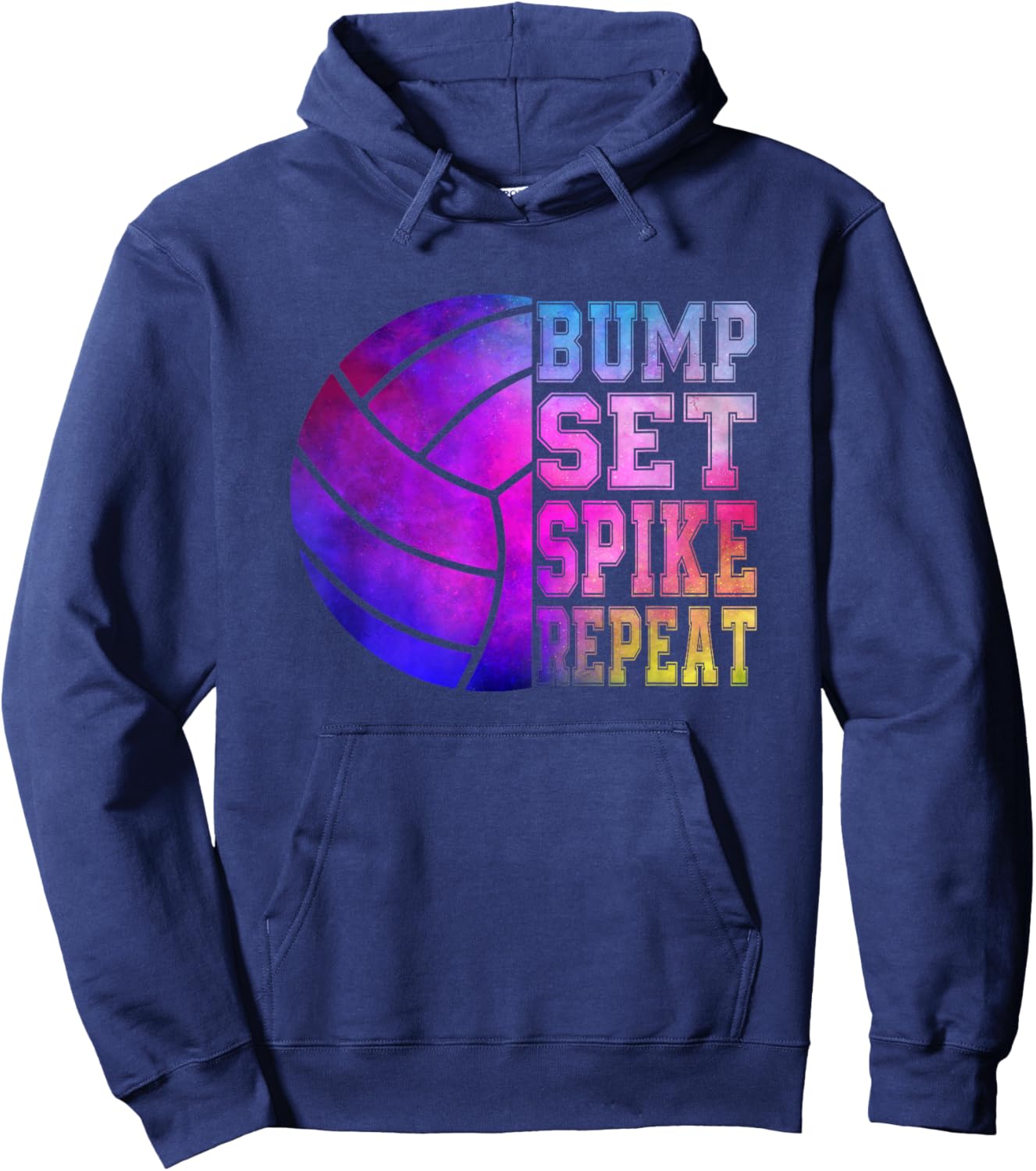 Colorful Teen Girls Volleyball Bump Set Spike Repeat Hoodie - Hoodie | Navy