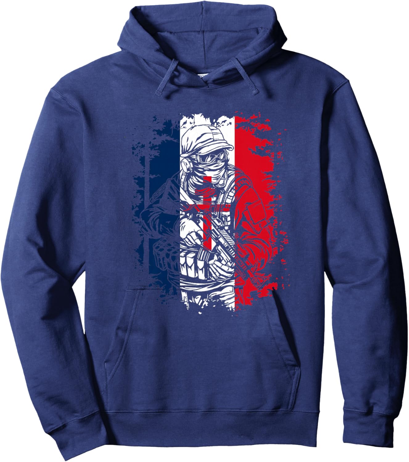 Soldat avec Drapeau Français et Croix de Lorraine Haut de Gamme Hoodie - Hoodie | Navy
