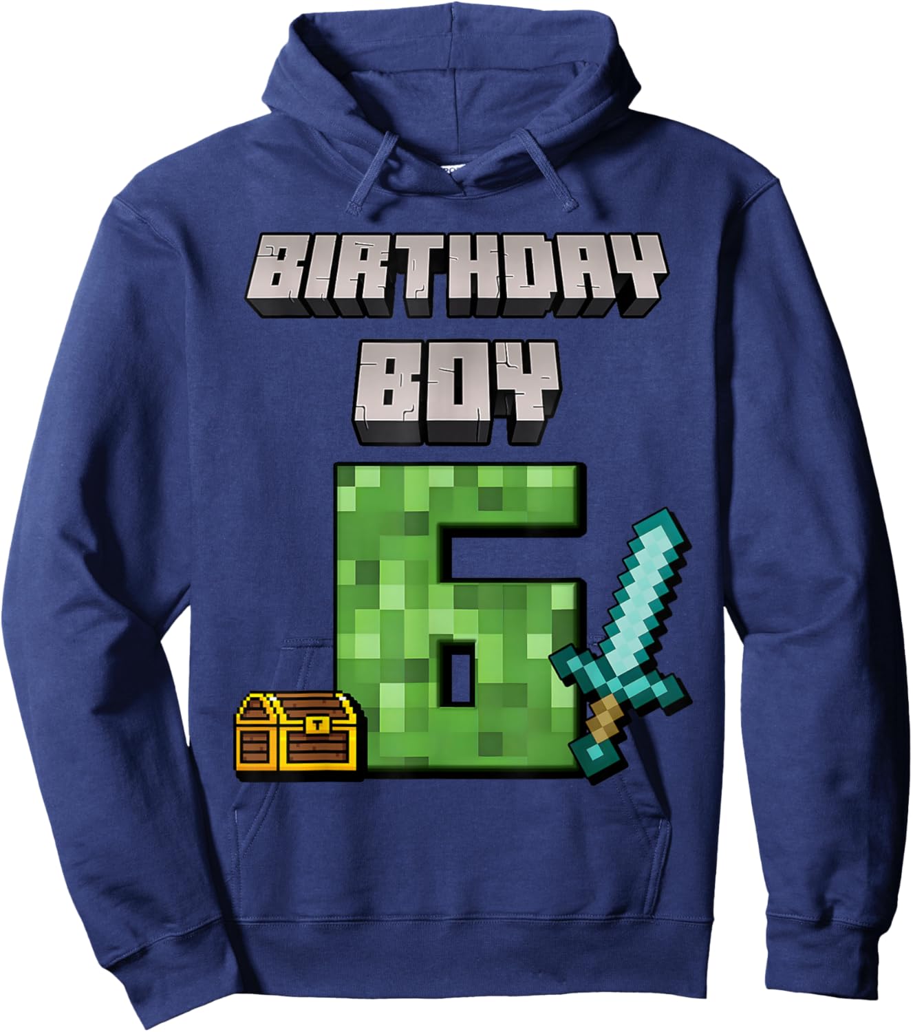 Birthday Boy 6th Birthday I'm 6 Year Old Gamer Pixel Hoodie - Hoodie | Navy