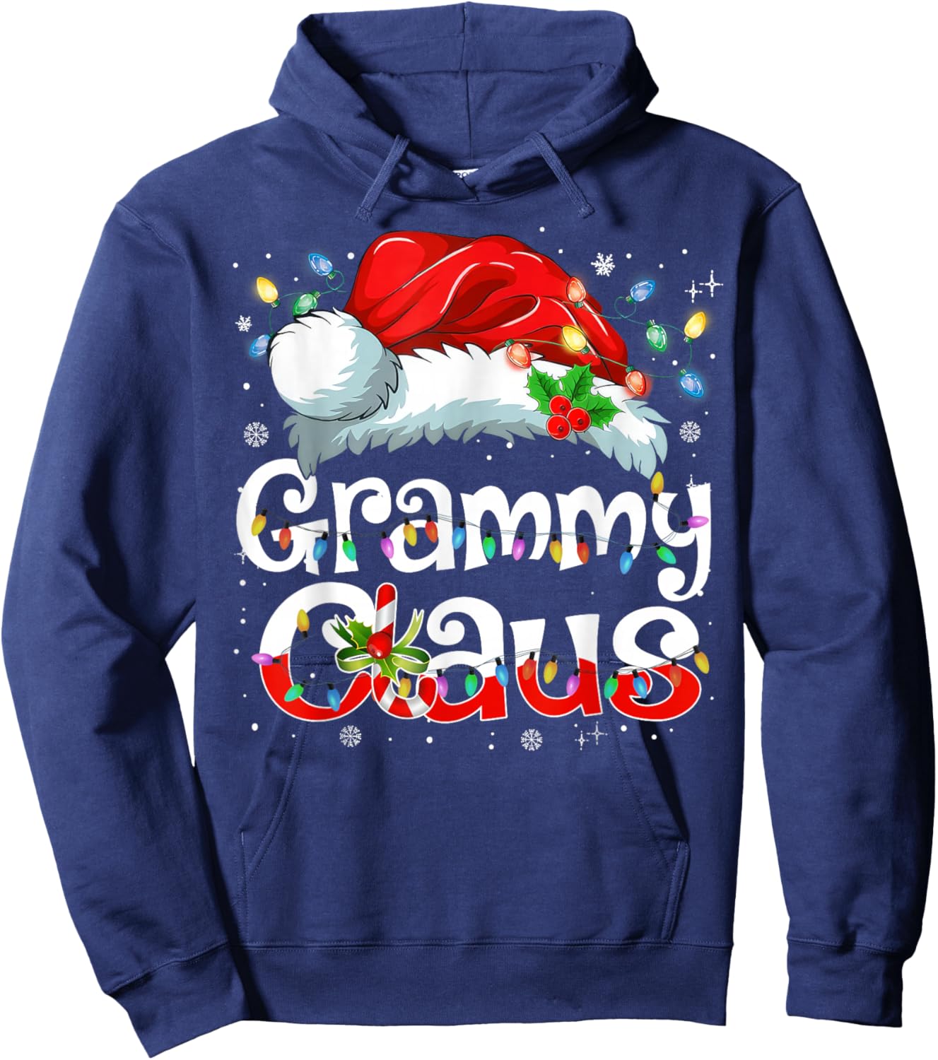 Grammy Claus Christmas Pajama Family Matching Xmas Light Hoodie - Hoodie | Navy
