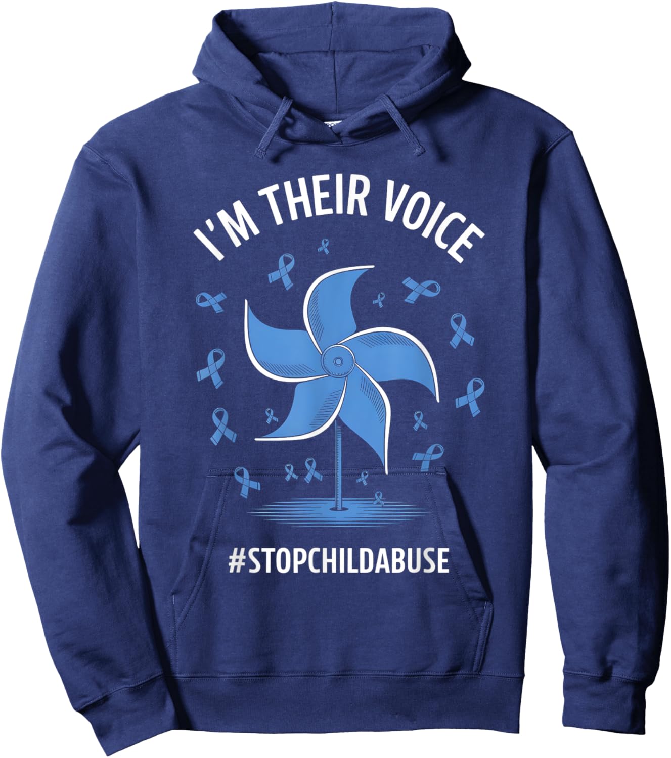 I'm Their Voice Pinwheel Child Abuse Prevention Awareness Hoodie - Hoodie | Navy