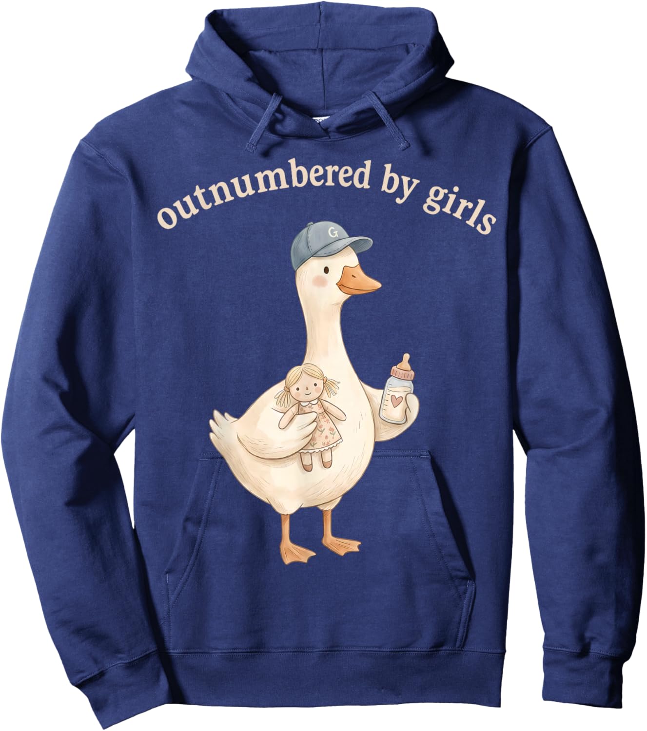 Outnumbered By Girls Funny Dad Goose Family Life Hoodie - Hoodie | Navy