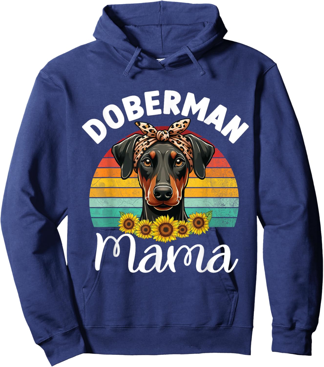Vintage Doberman Pinscher Mama Retro Dog Lovers Mother's Day Hoodie - Hoodie | Navy