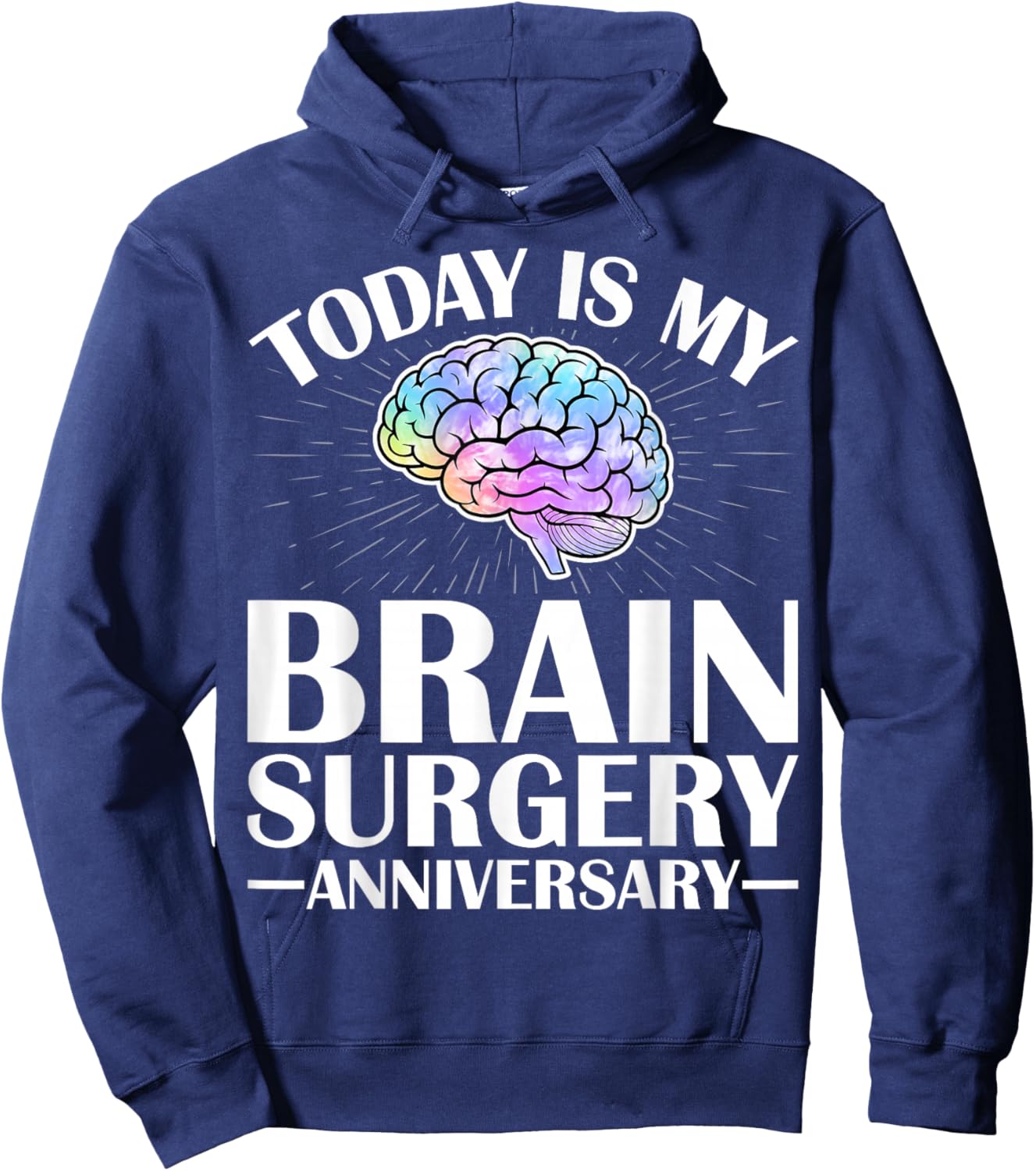 Today is My Brain Surgery Survivor Anniversary Gray Ribbon Hoodie - Hoodie | Navy