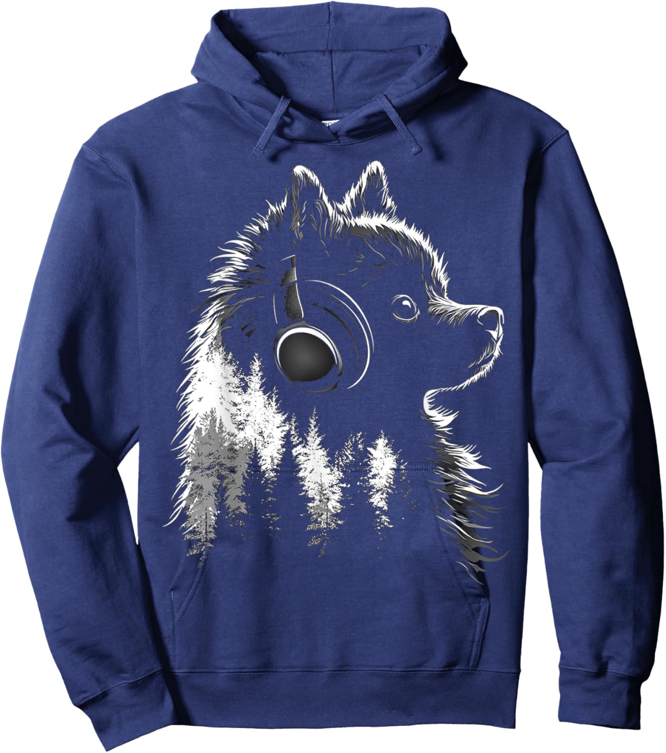 Pomeranian Dog Motif Pet Music Headphone Pomeranian Hoodie - Hoodie | Navy