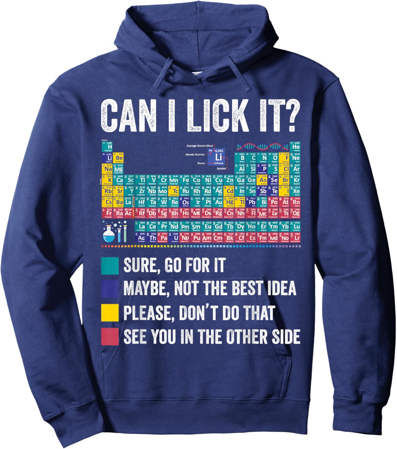 Can I Lick It Periodic Table of Elements Science Teacher Hoodie - Hoodie | Navy