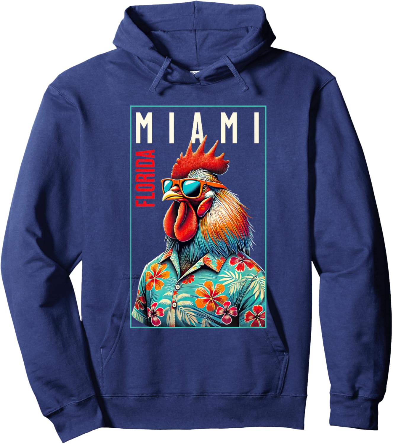Miami Florida Beach Chicken Rooster Lover Hoodie - Hoodie | Navy
