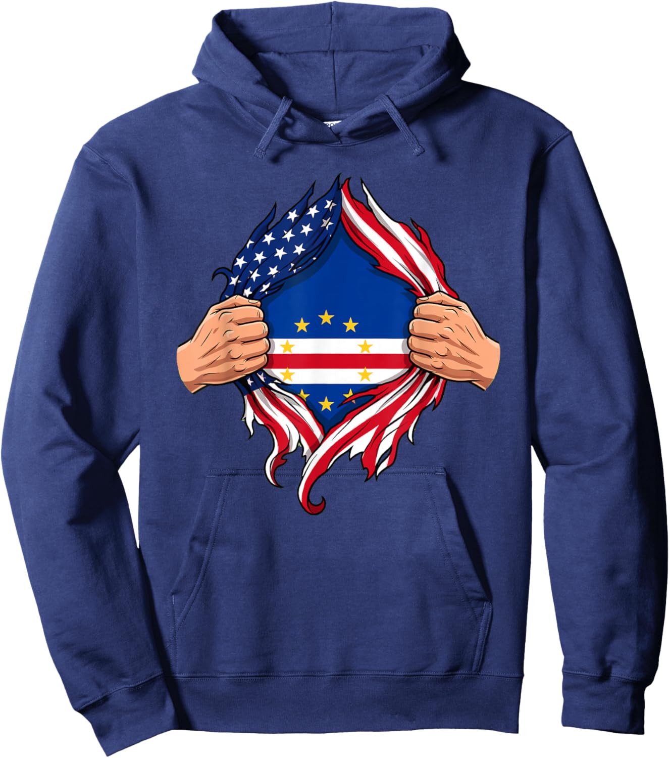 Cape Verdean American Flag Pride Heritage Patriotic Hoodie - Hoodie | Navy