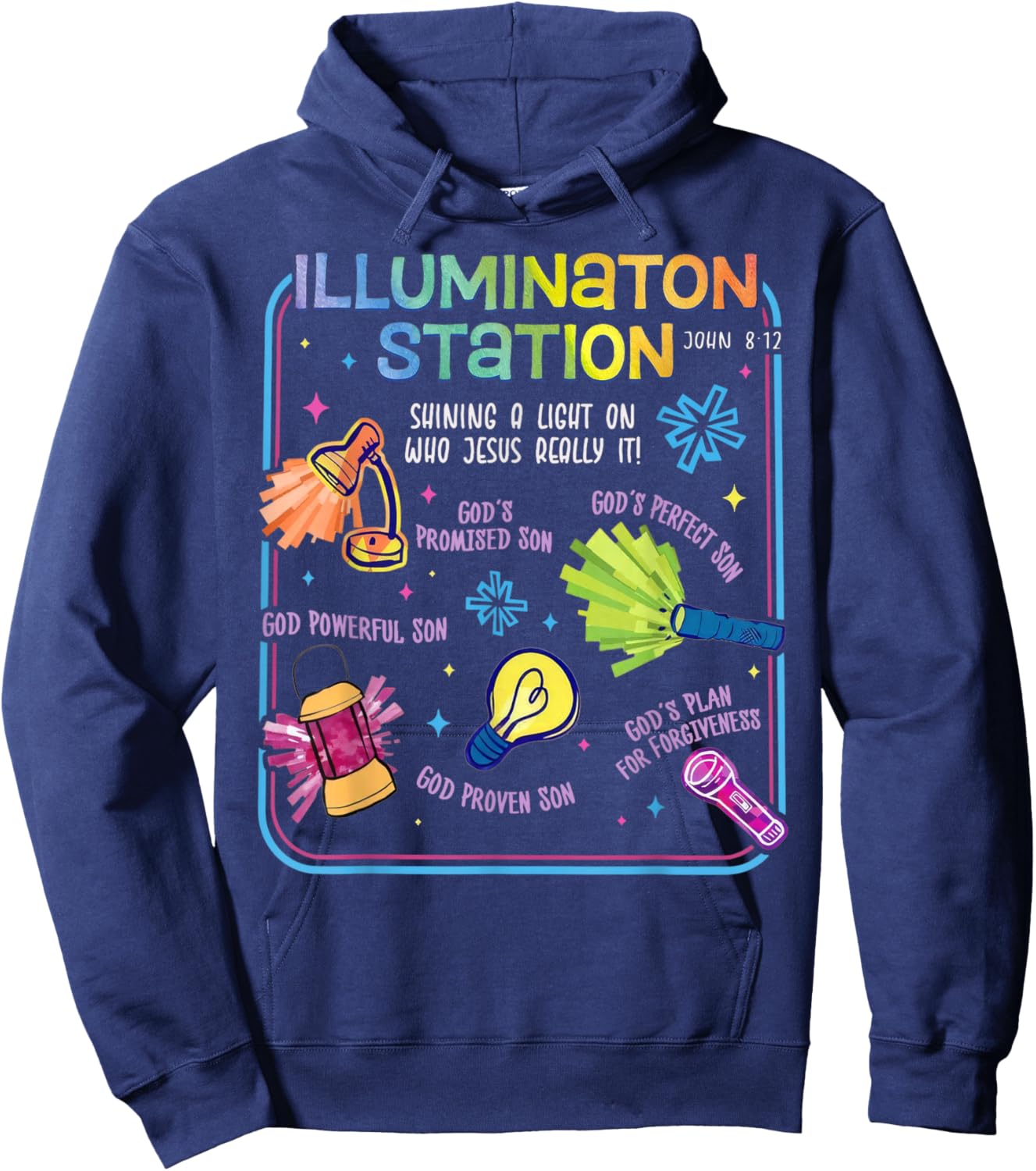 Illumination Station VBS 2026 Bible Jesus Christian Lights Hoodie - Hoodie | Navy