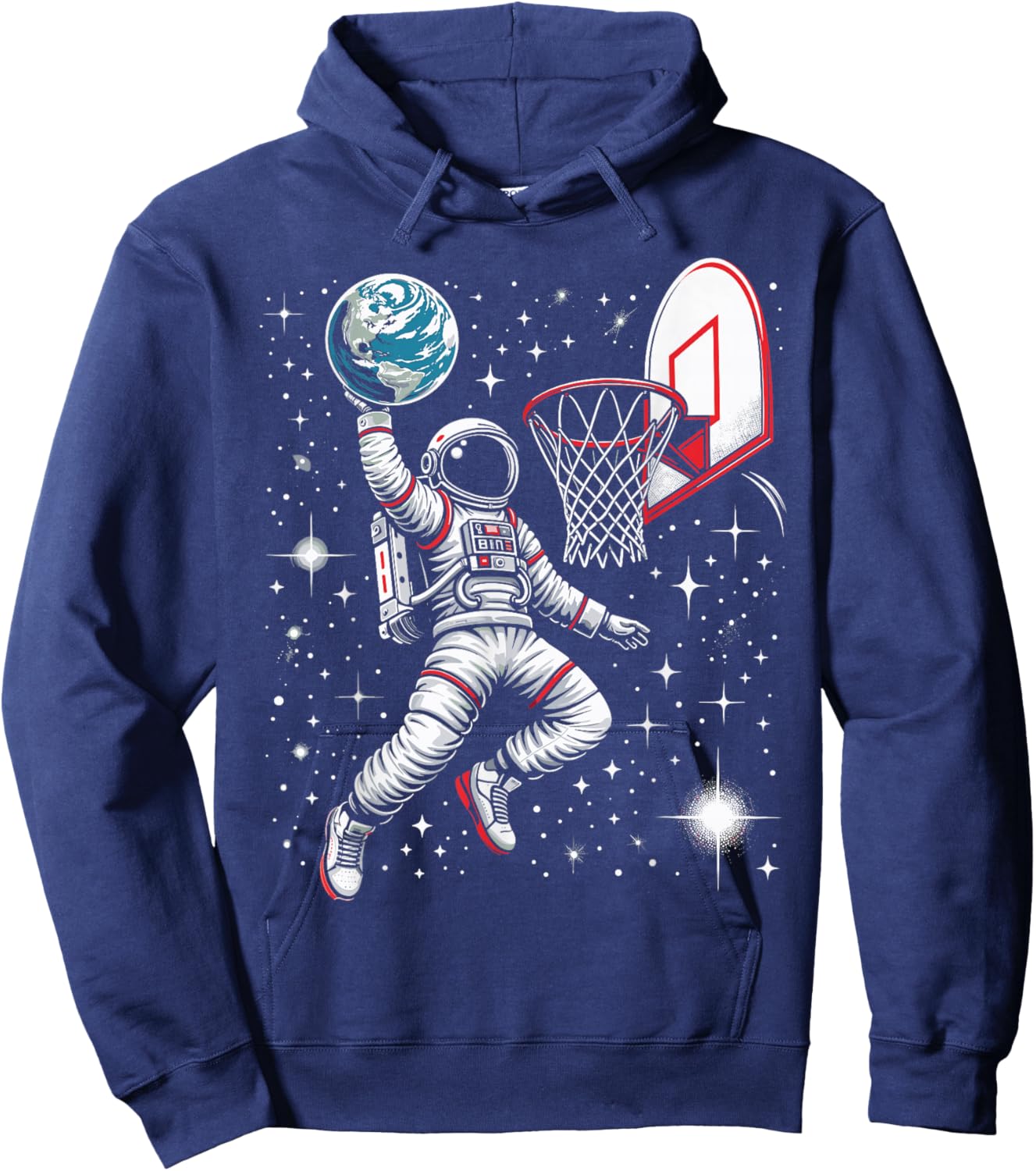 Astronaut Basketball Shirt Space Spaceman Slam Dunking Earth Hoodie - Hoodie | Navy