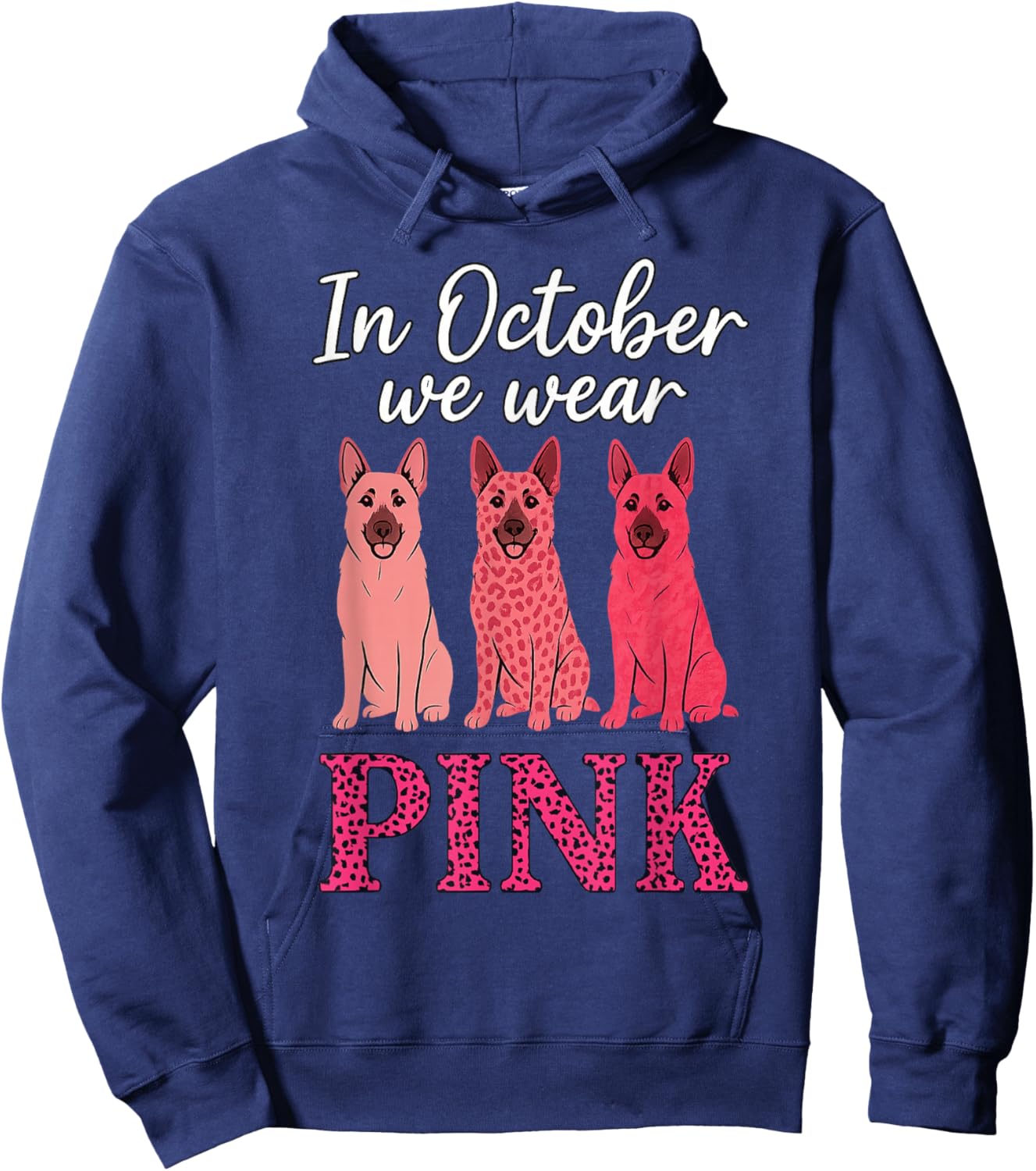 in October We Wear Pink German Shepherd Dog Lover Hoodie - Hoodie | Navy