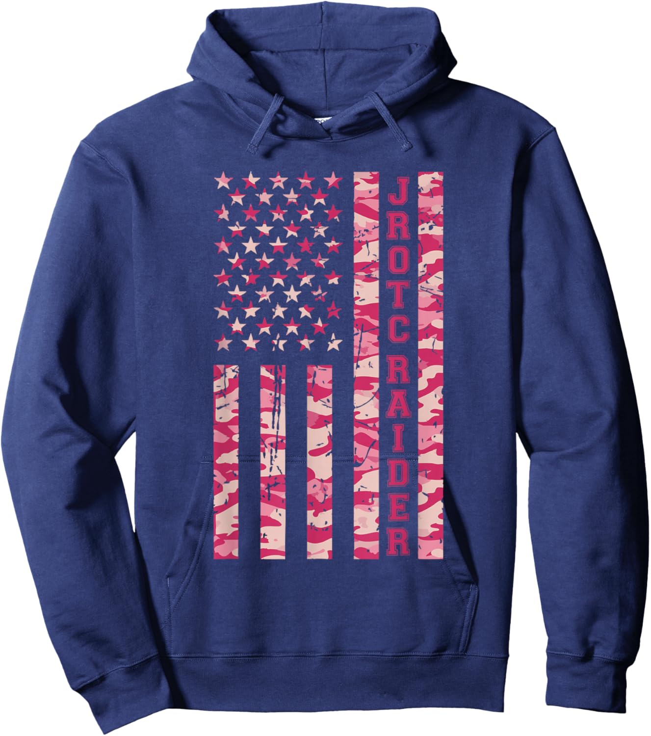JROTC Raider Competition Fitness Cadet Pink Camo USA Flag Hoodie - Hoodie | Navy
