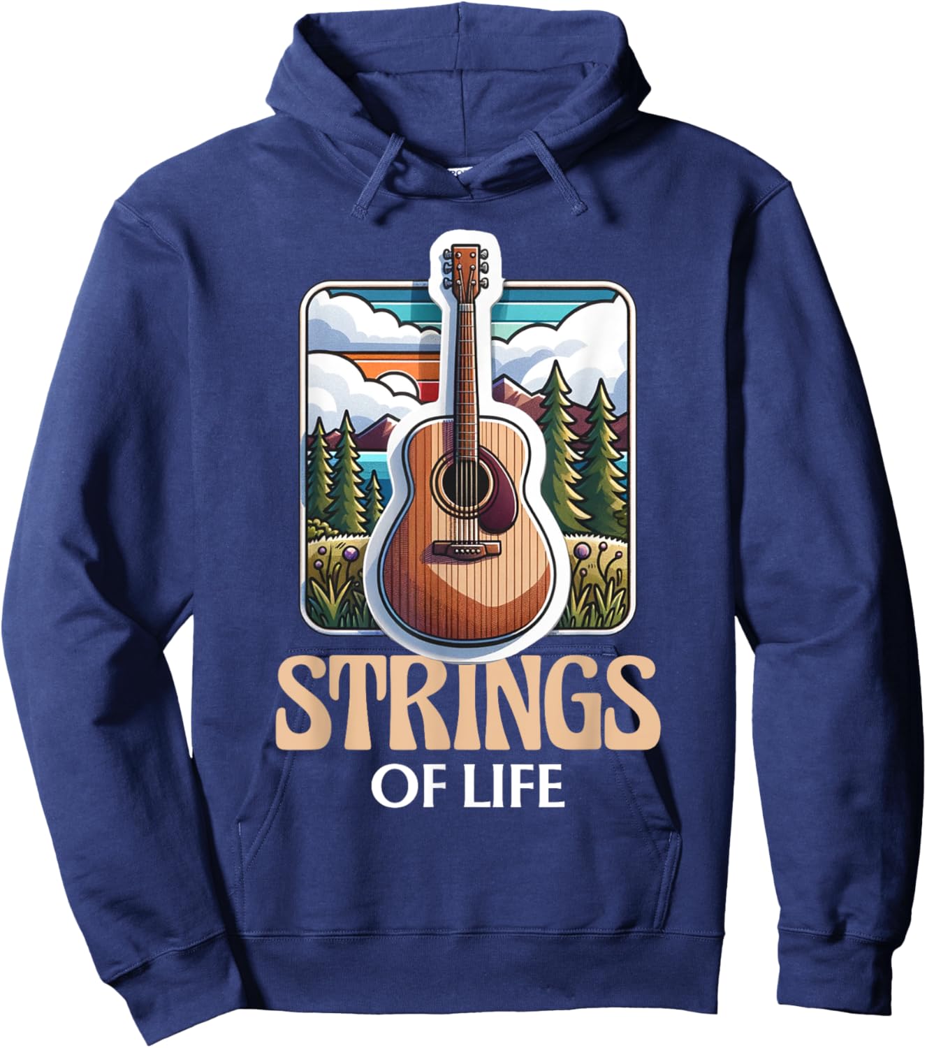 Funny Guitar Player Strings Of Life Musician Guitarist Hoodie - Hoodie | Navy