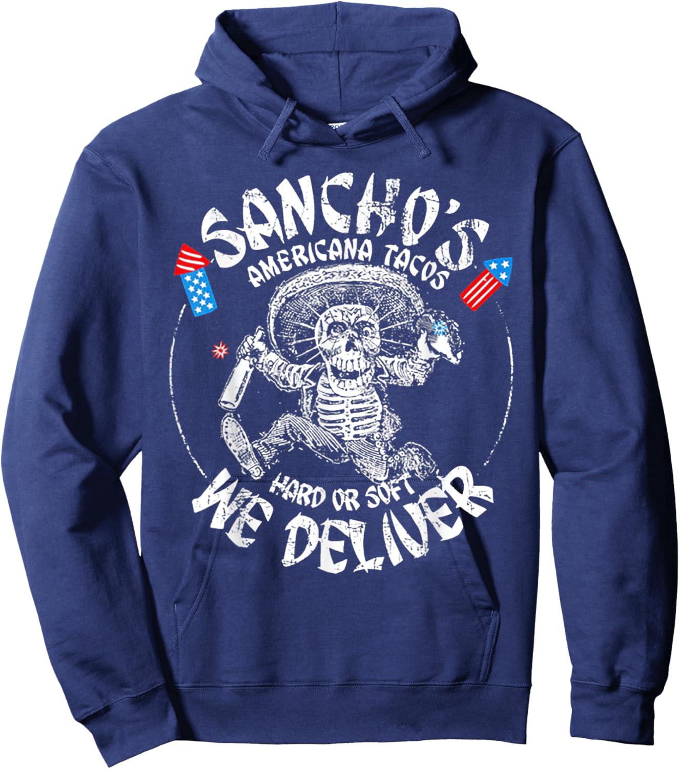 Sancho's Americana Tacos 4th Of July Hoodie - Hoodie | Navy