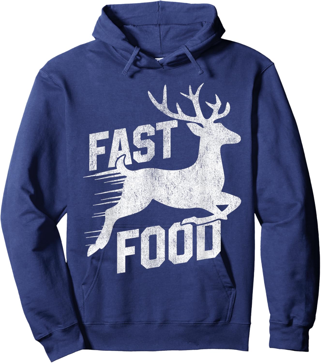 Deer Hunting Funny Hunter Fast Food Funny Running Deer Hoodie - Hoodie | Navy