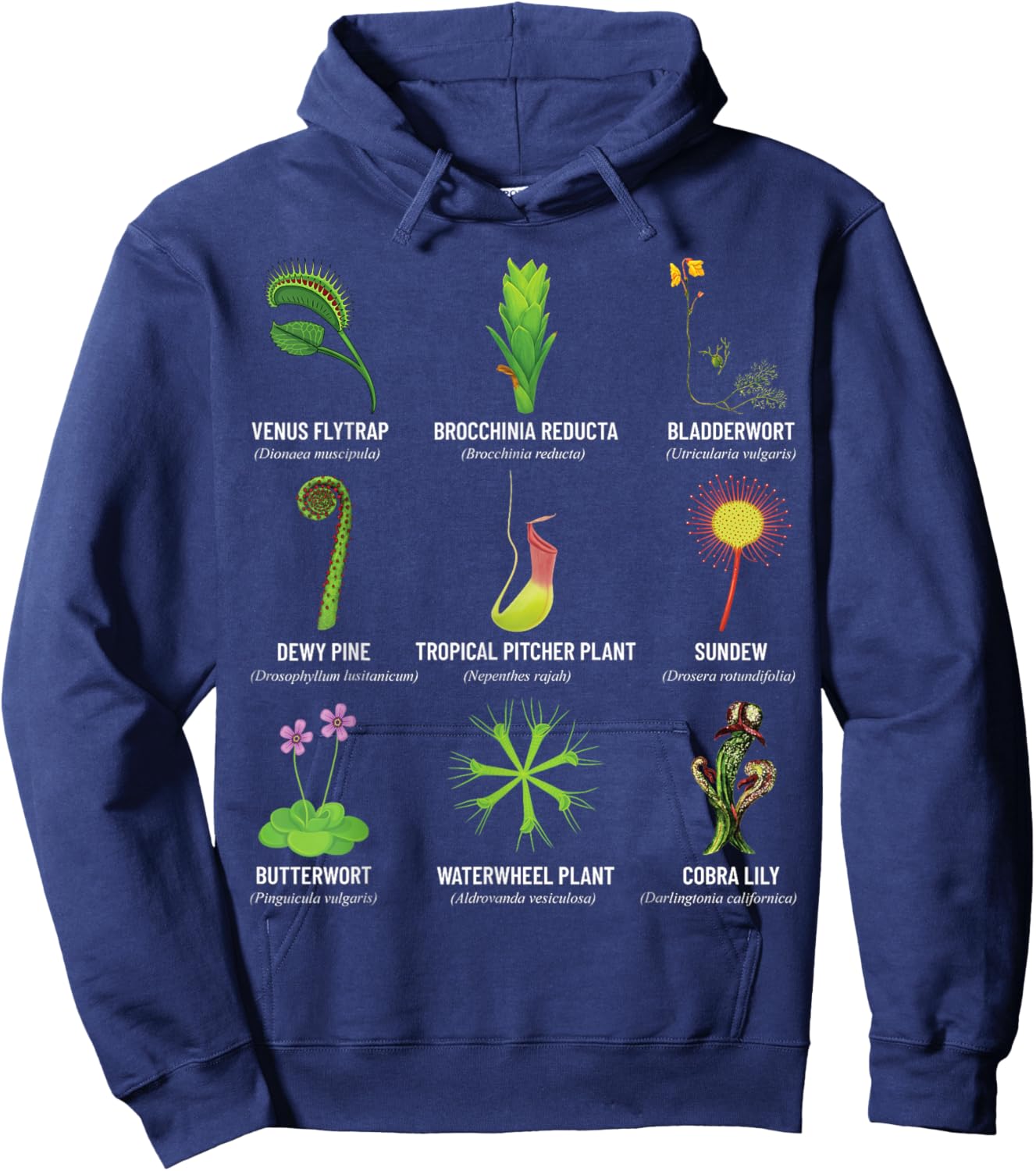 Carnivorous Plants Chart Venus Flytrap, Pitcher Plant Hoodie - Hoodie | Navy