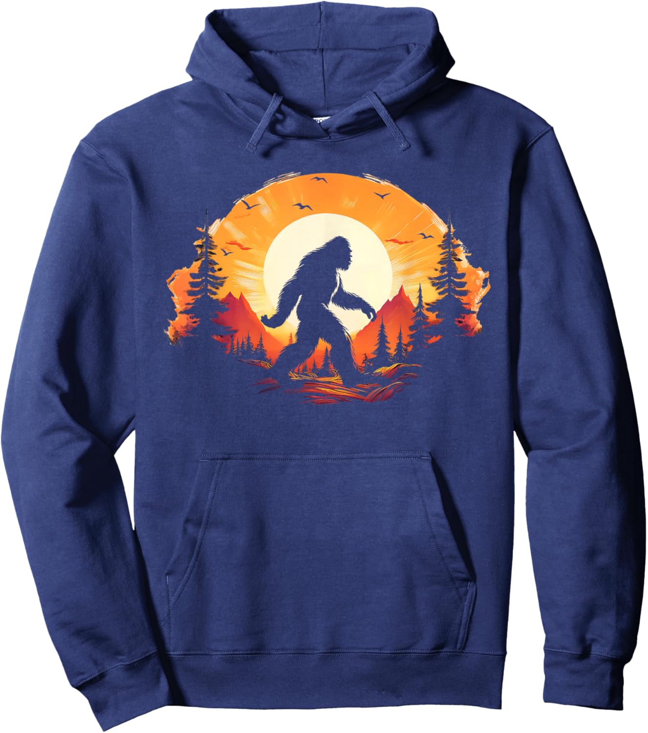 Bigfoot Believer Silhouette Sasquatch Hide And Seek Hoodie - Hoodie | Navy