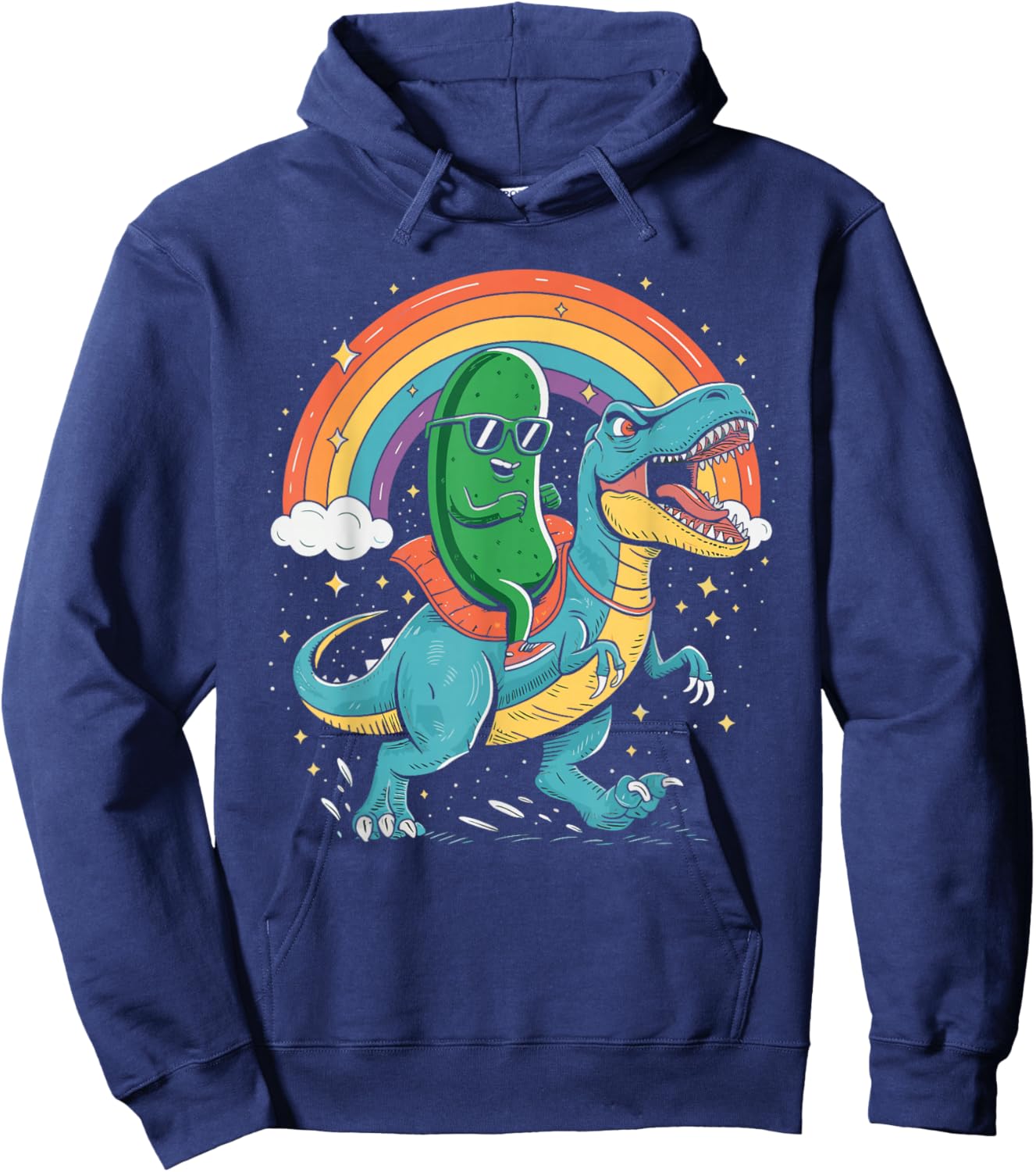 Pickle Riding Dinosaur Hoodie - Hoodie | Navy