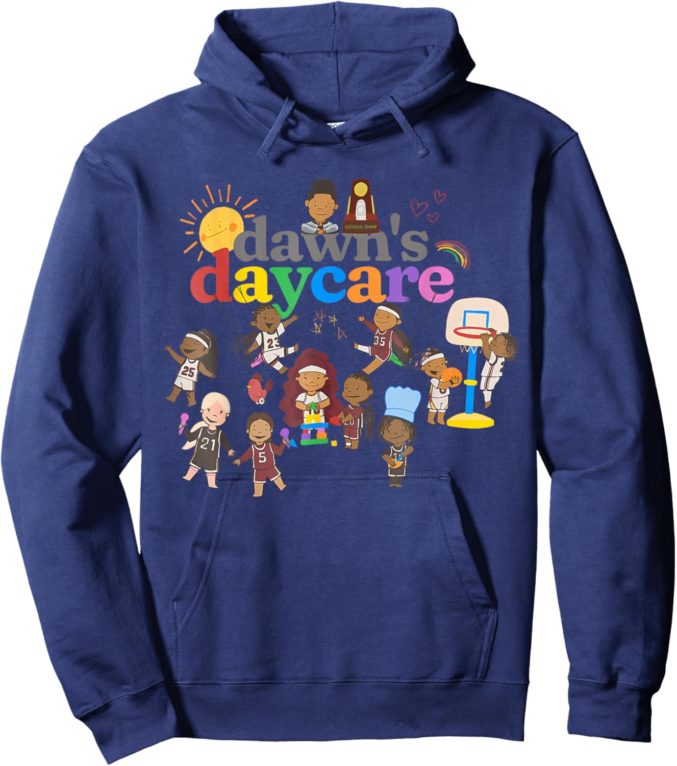 Funny Dawn's Daycare Basketball Cute Kids Hoodie - Hoodie | Navy