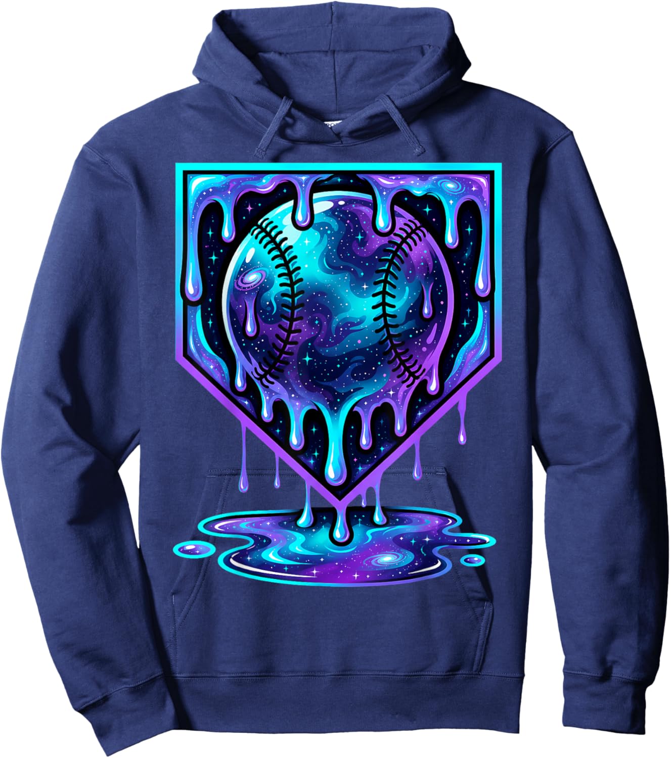Baseball Drip Ice Cream Boys Cosmic Baseball Glow Hoodie - Hoodie | Navy