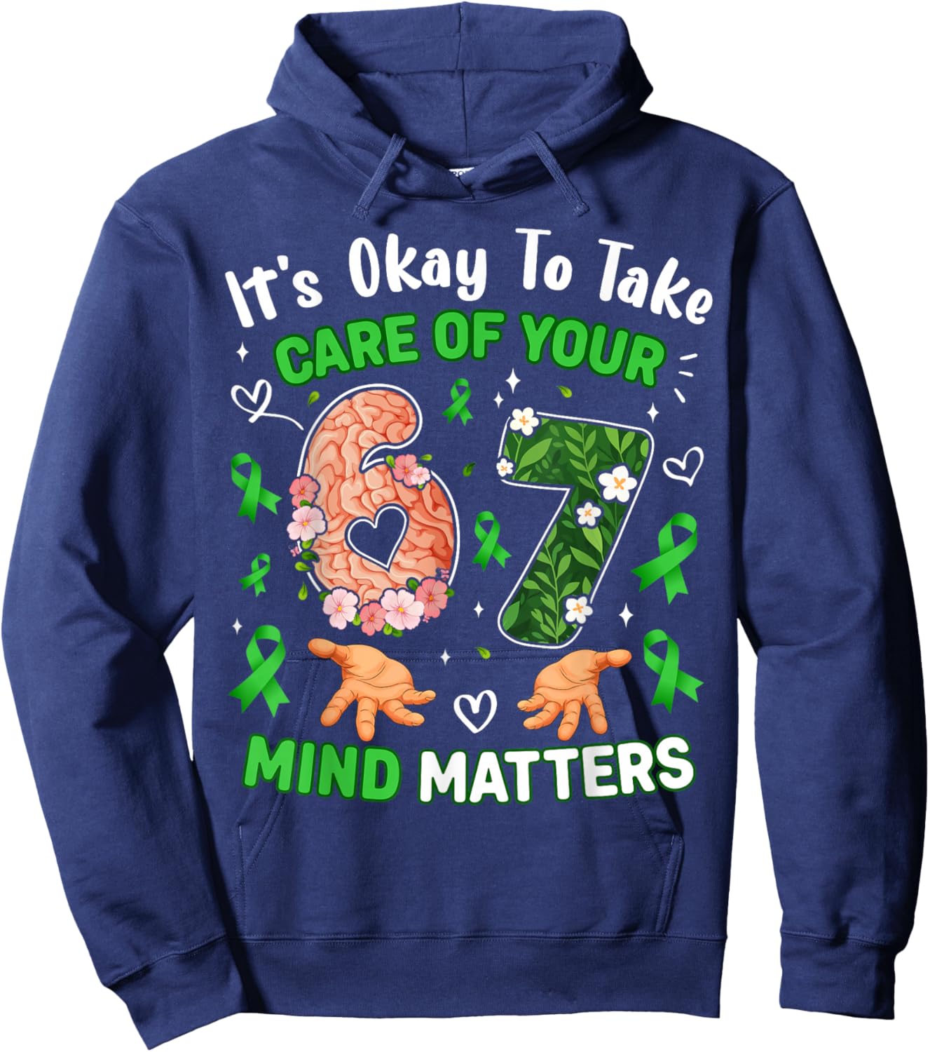 Six Seven Mind Matters Mental Health Awareness 6 7 Kids Boys Hoodie - Hoodie | Navy