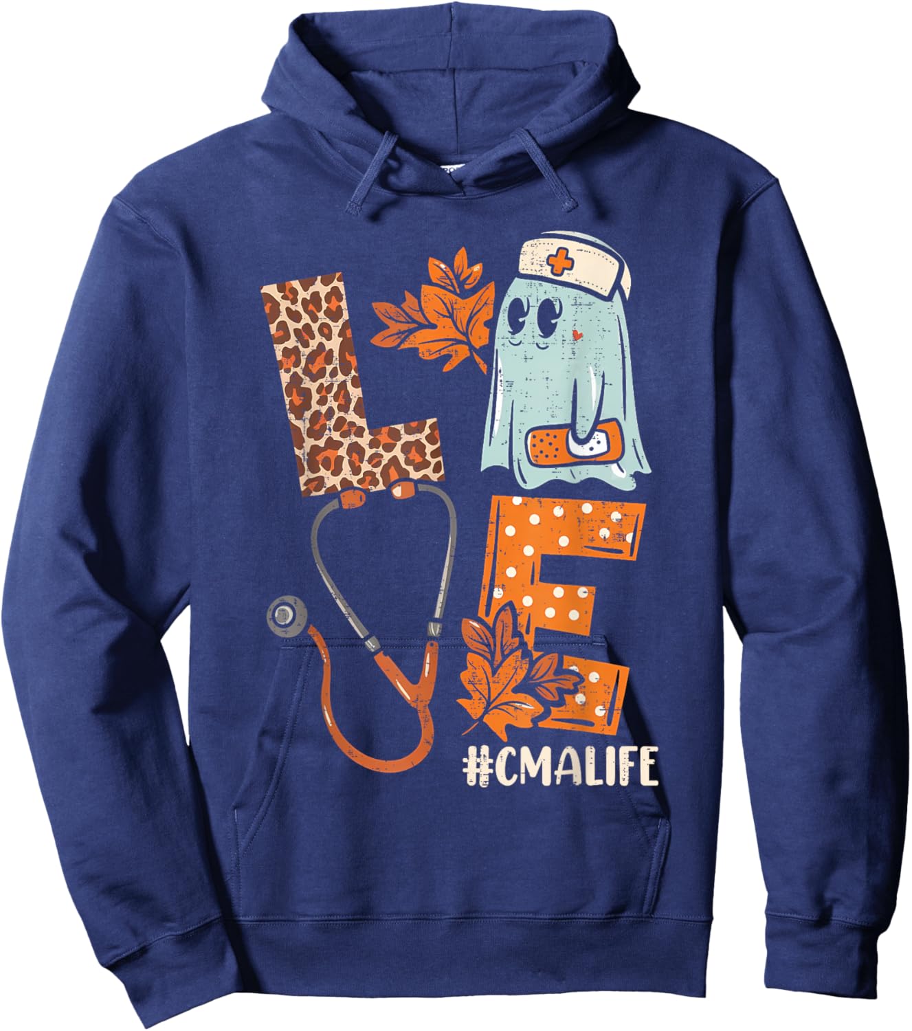 Halloween medical assistant shirts LOVE CMA life Stethoscope Hoodie - Hoodie | Navy