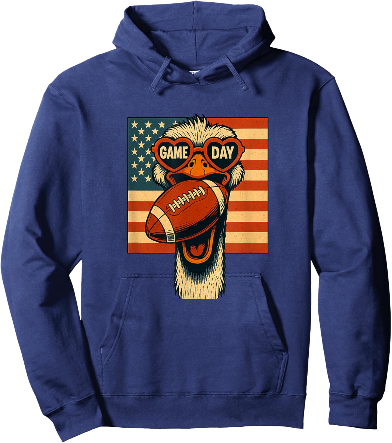 Autruche Amusant Football Retro Game Day Hoodie - Hoodie | Navy