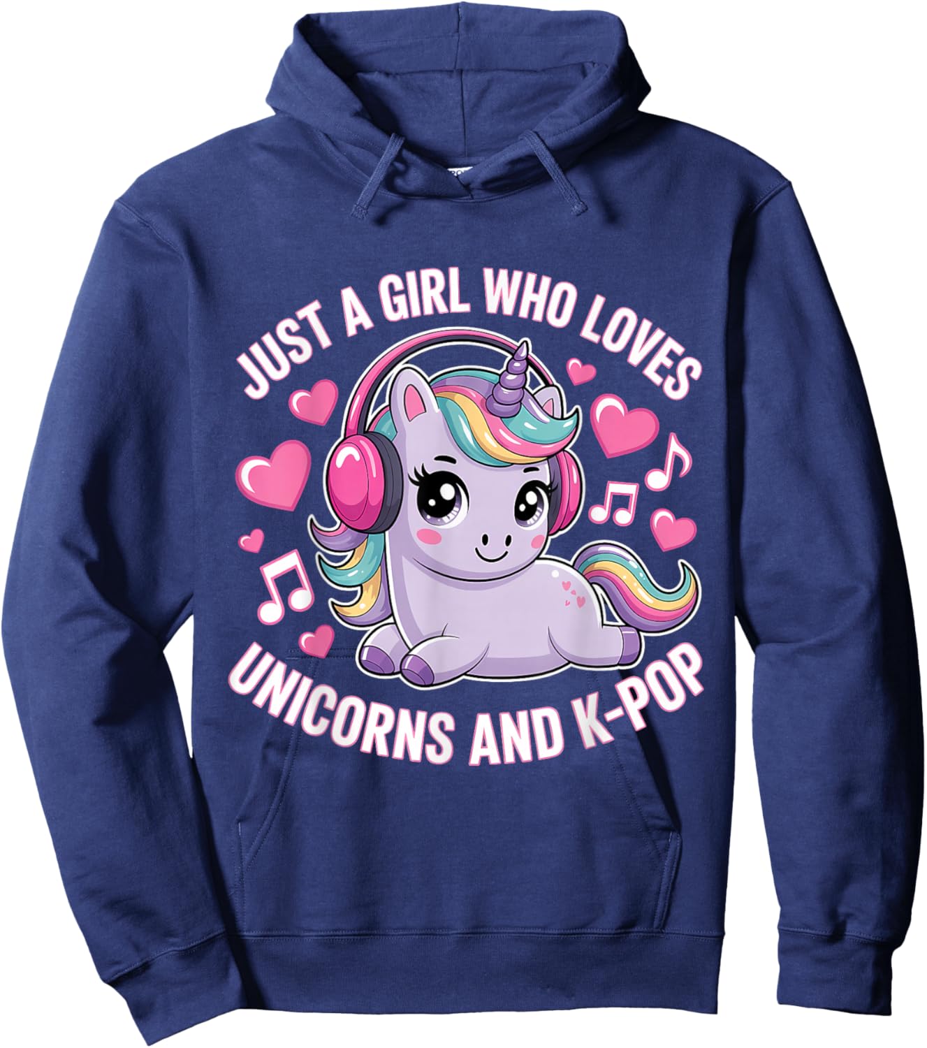 Just A Girl Who Loves Unicorns and K-Pop Girl K Pop Kpop Hoodie - Hoodie | Navy