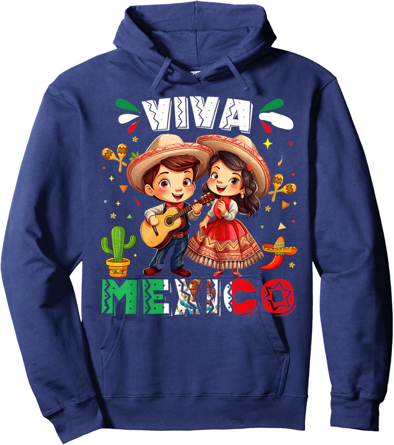 Viva Mexico Kids Independence Day Funny Dance Mexican Hoodie - Hoodie | Navy