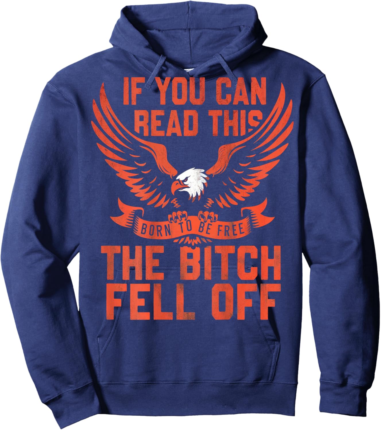 If You Can Read This The Bitch Fell Off Biker Back Print Hoodie - Hoodie | Navy