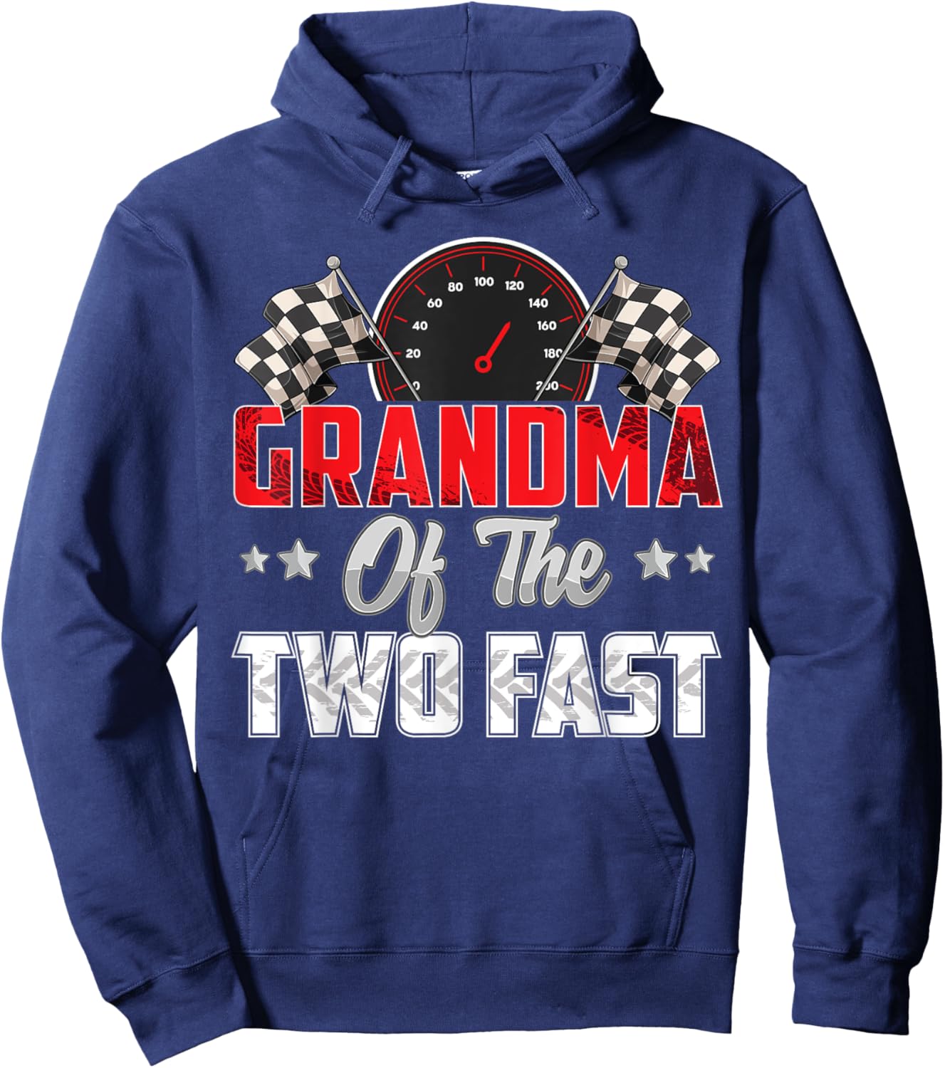2 year old racing car two fast birthday 2nd Family Grandma Hoodie - Hoodie | Navy