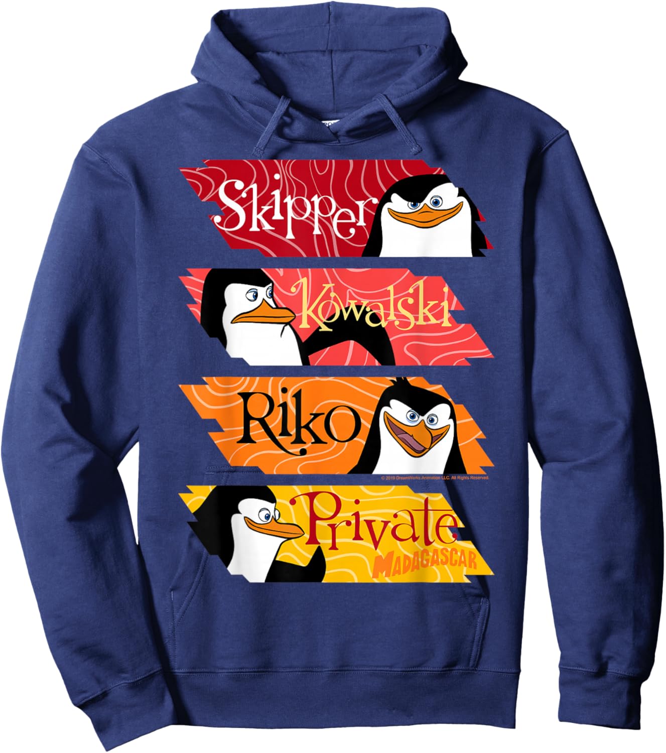 Madagaskar Pinguins Name Panels Poster Hoodie - Hoodie | Navy