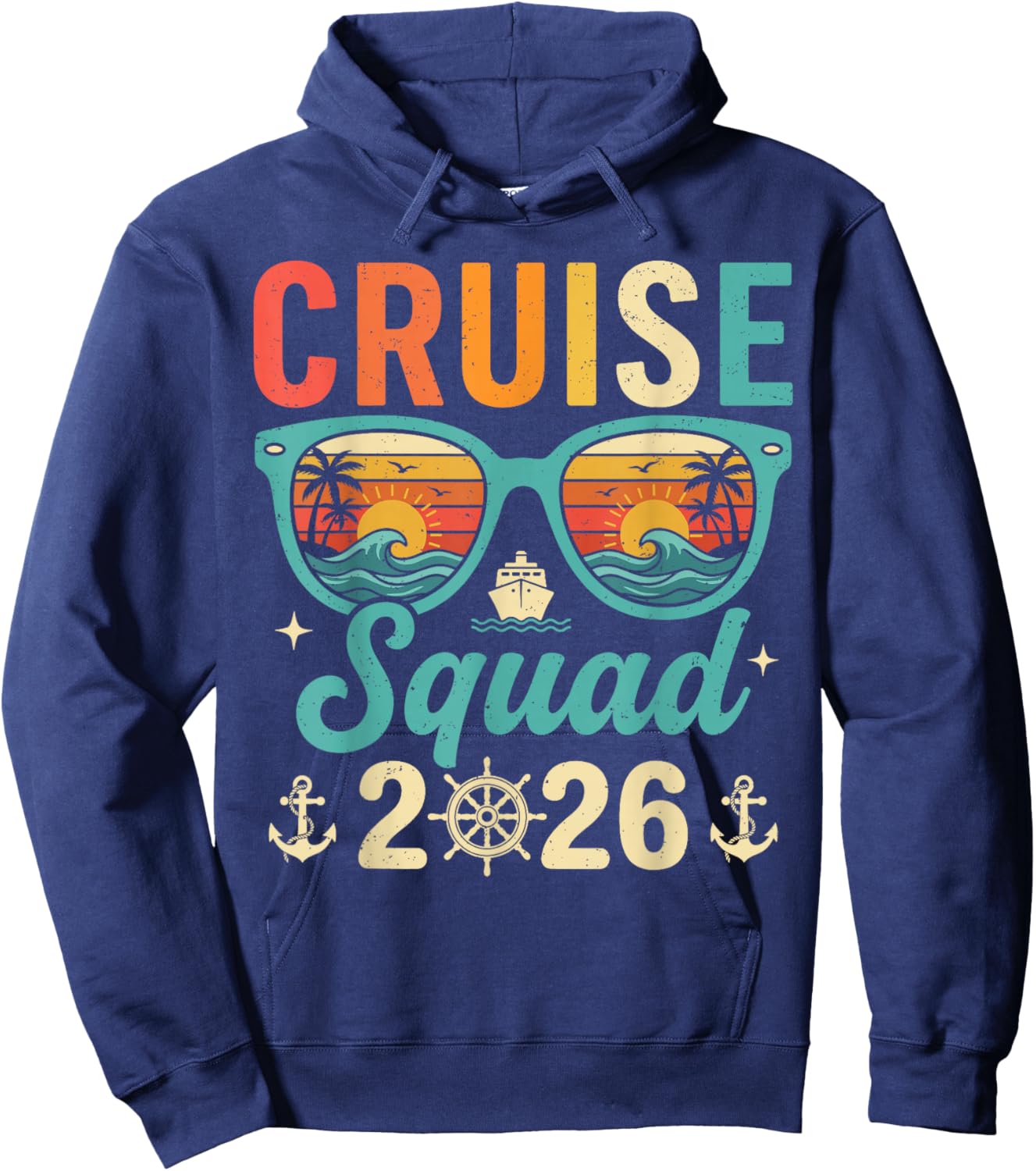 Retro Cruise Squad 2026 Family Matching Cruise Hoodie - Hoodie | Navy