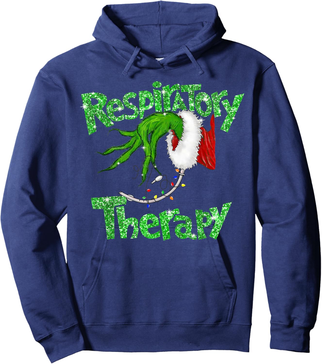 Respiratory Therapy Christmas Pulmonologist Nurse Pajamas Hoodie - Hoodie | Navy