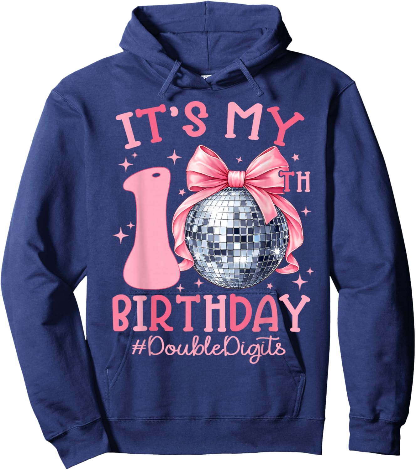 Cute It's My 10th Birthday Girl Coquette Bow Double Digits Hoodie - Hoodie | Navy