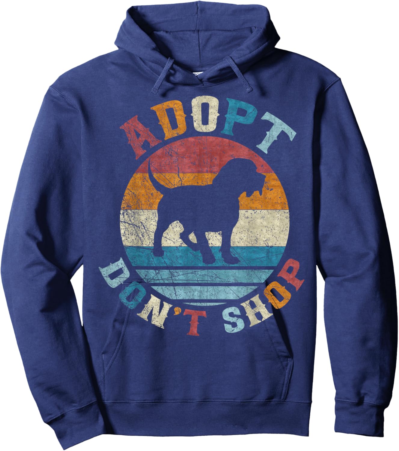 Vintage Retro Adopt Don't Shop, I Love My Beagle Hoodie - Hoodie | Navy