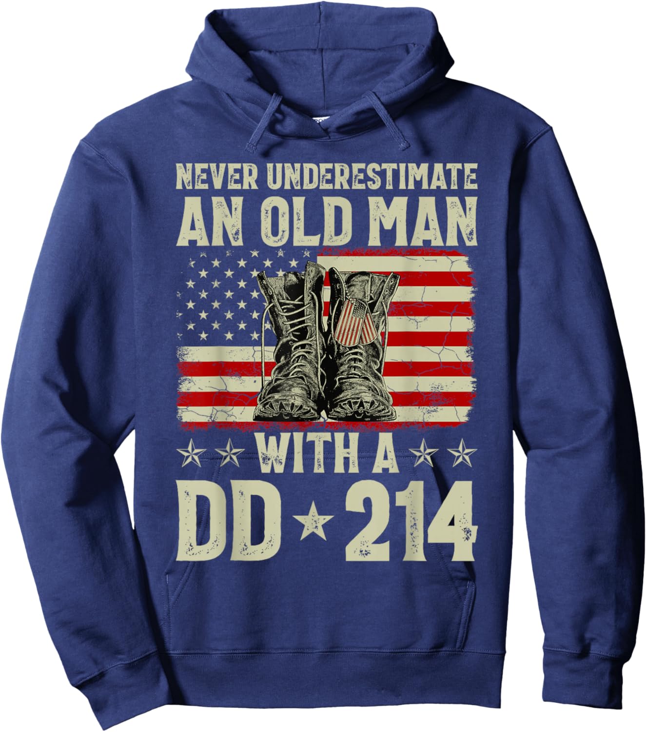 Never Underestimate an Old Man with A DD-214 Alumni Hoodie - Hoodie | Navy