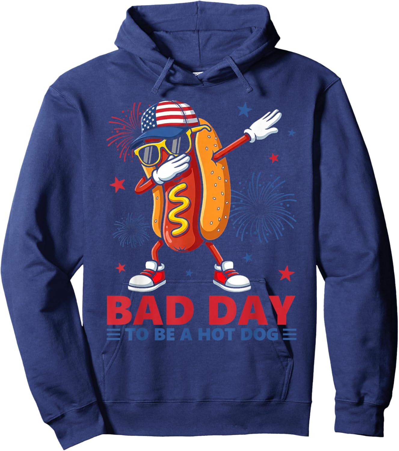 Bad Day to Be A Hotdog Funny Independence Day 4th of July Hoodie - Hoodie | Navy