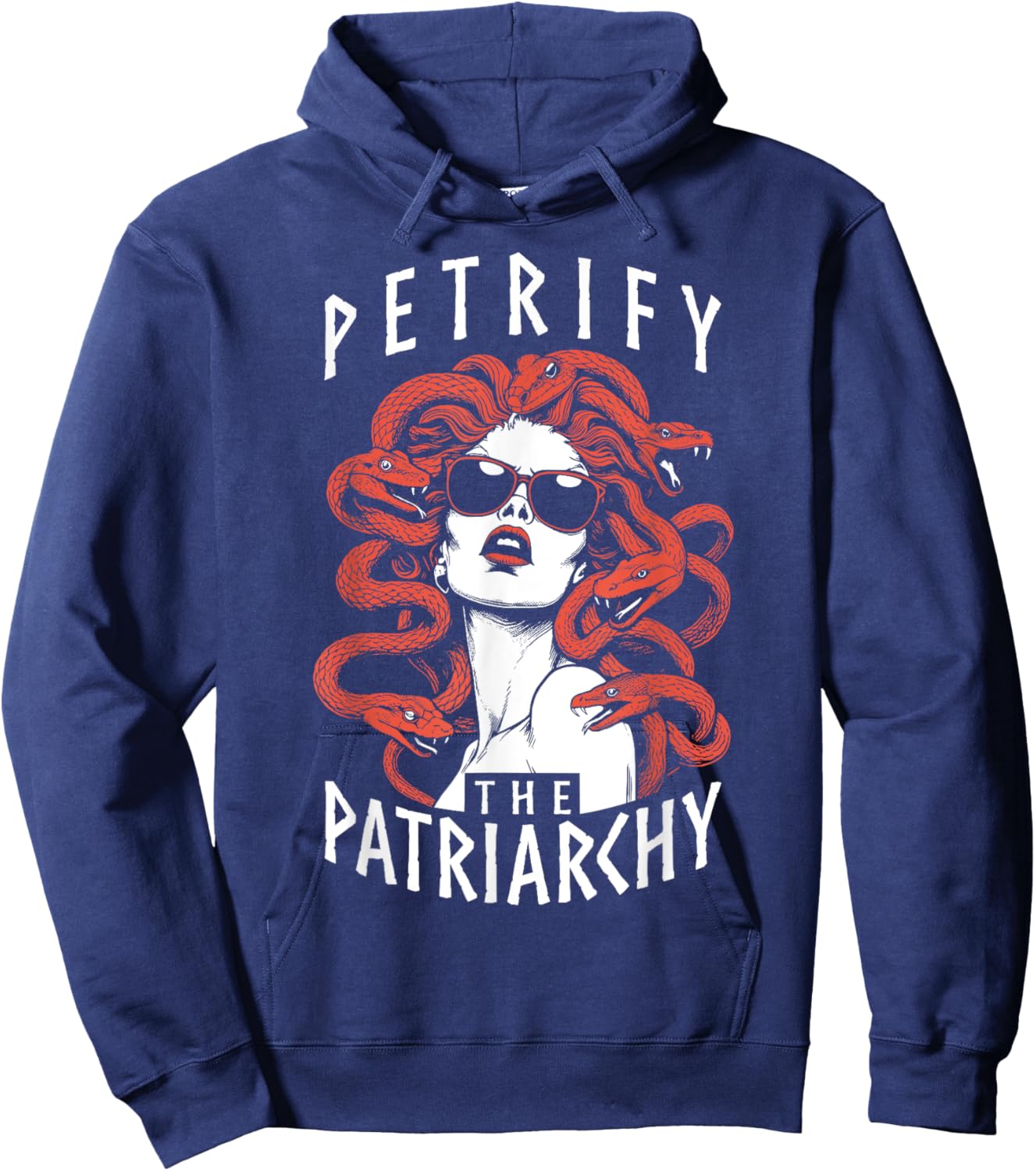 Petrify The Patriarchy Feminist Halloween Goth Medusa Witch Hoodie - Hoodie | Navy