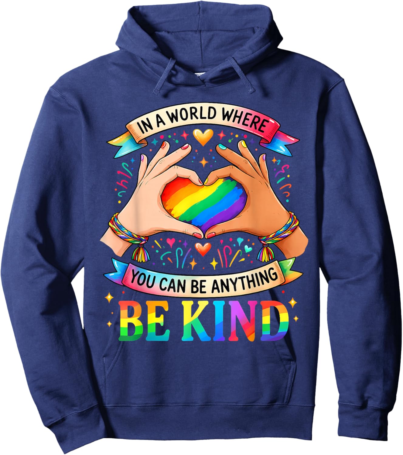 Kindness Heart Pride Shirt Gay Pride Gift Hoodie - Hoodie | Navy